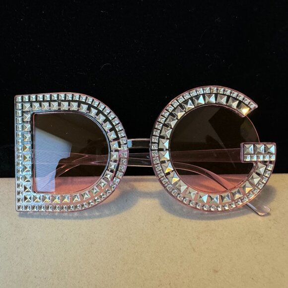 Sunglasses D & G Designer Style Pink Lenses Clear Frame Trendy Womens Accessory - Picture 2 of 13